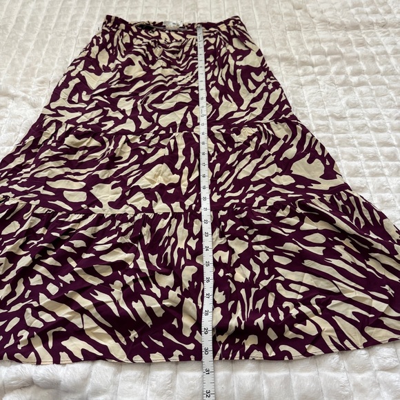 Ba&sh Medium Gianna Purple Cream Midi Skirt ~ Classic Sophisticated Preppy Chic - Picture 5 of 7